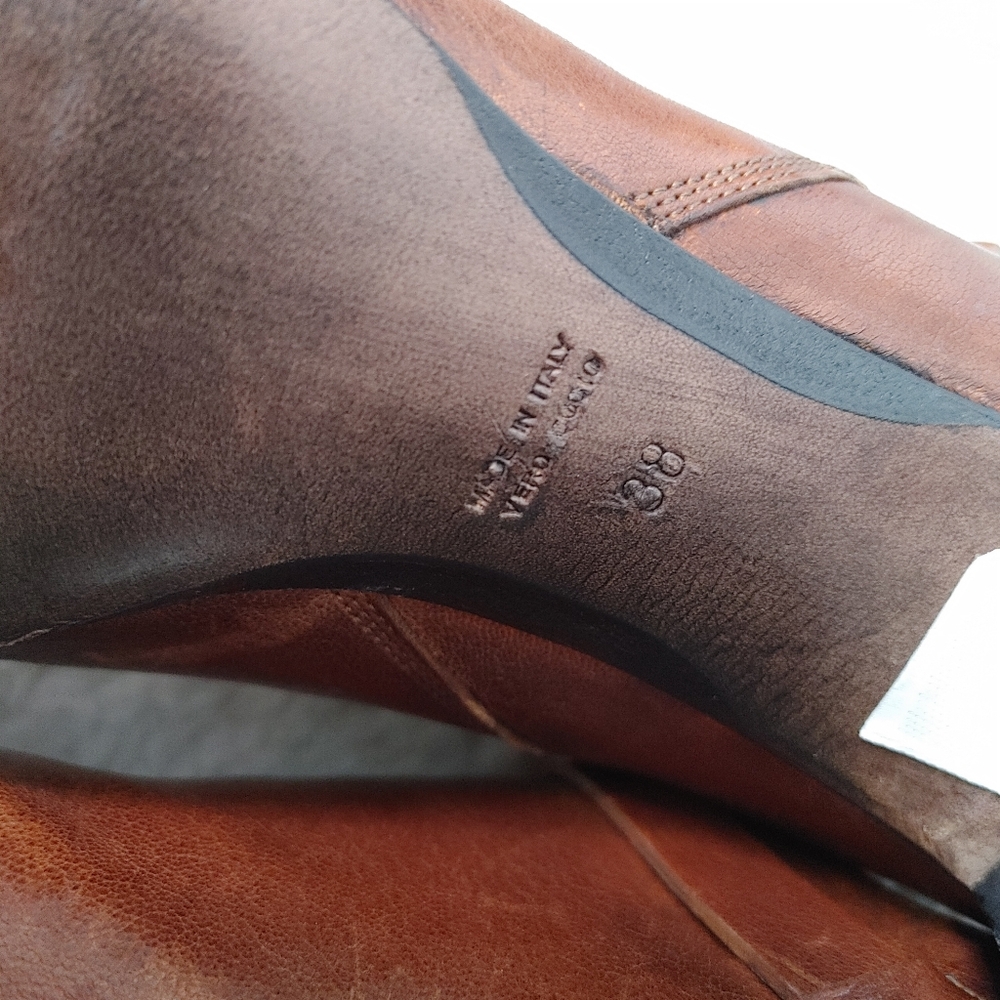 CNC Costume National Cognac Leather Ankle Booties with Buckle Strap - Picture 8 of 11